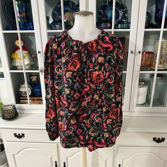 Croft & Barrow Colorful Paisley Women's Top Plus Size 1X - Picture 2 of 9